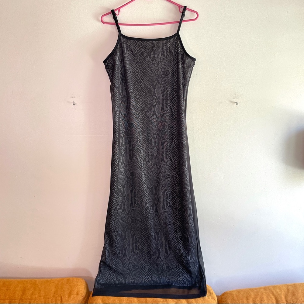 Vintage 90's Y2K Two Layer Express Snake Print Long Dress Medium